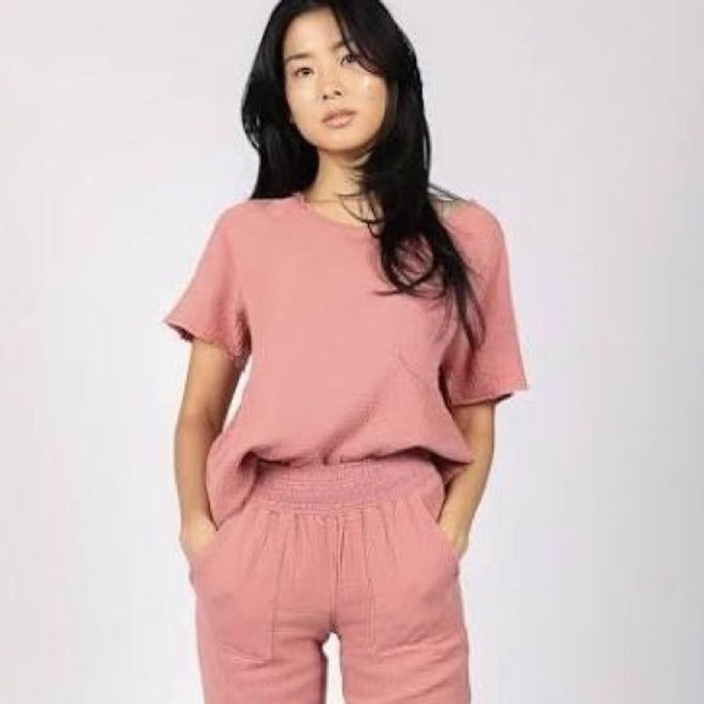 Rewash Gauze Cotton Crepe Tee Small